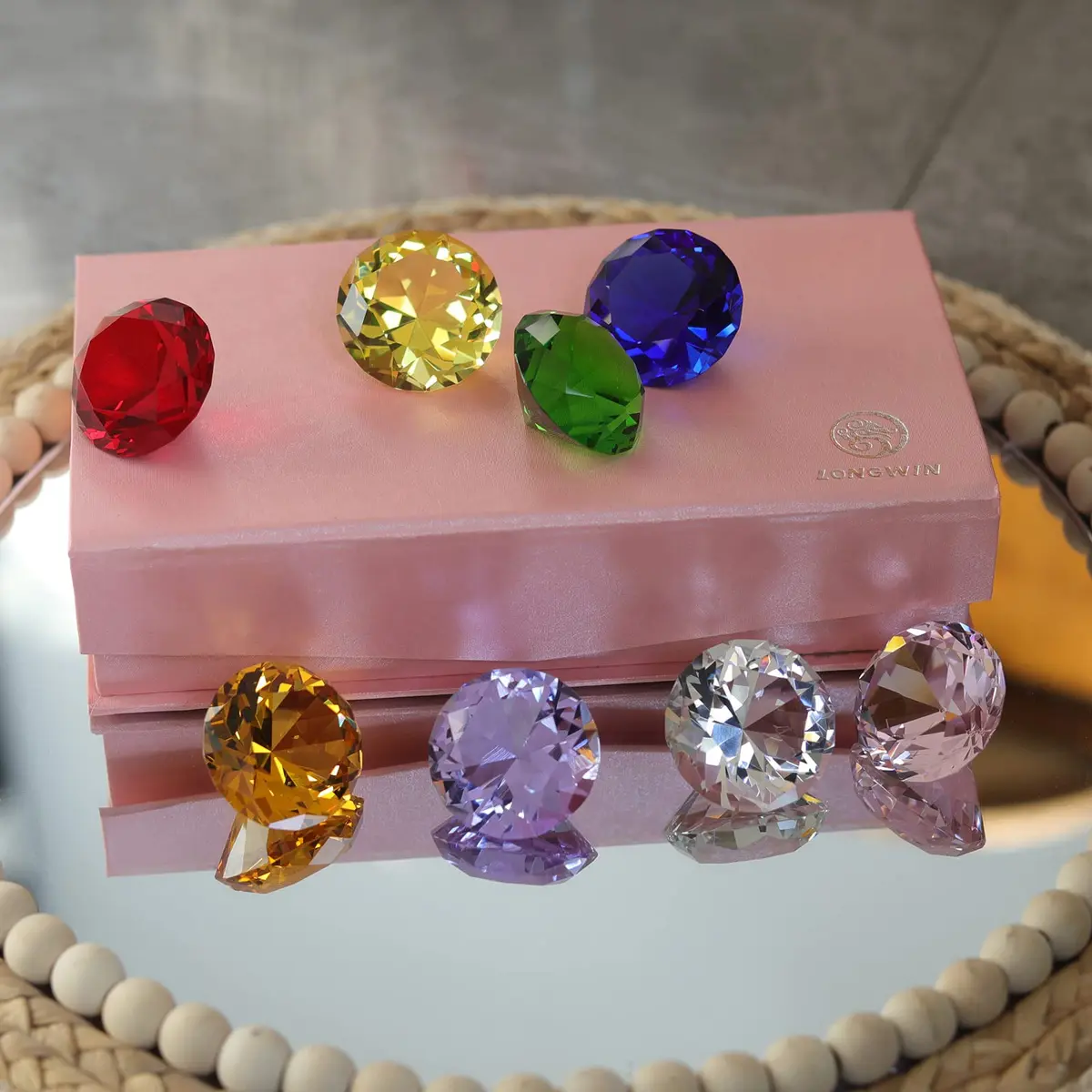 LONGWIN 30mm (1.2 inch) Crystal Diamond Paperweight Multicolor | Sparkling Table Decor - view 6