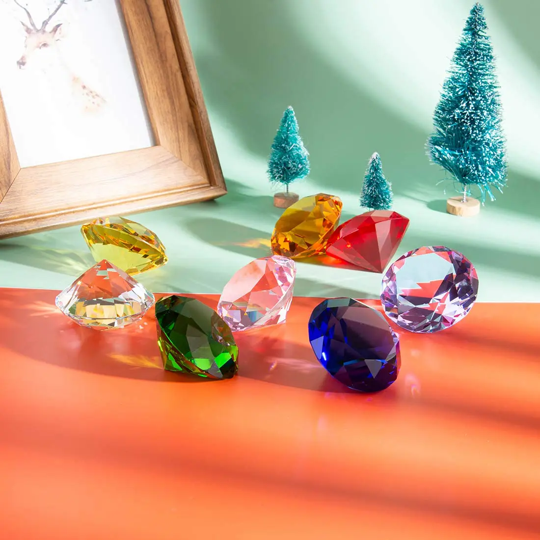 LONGWIN 30mm (1.2 inch) Crystal Diamond Paperweight Multicolor | Sparkling Table Decor - view 7