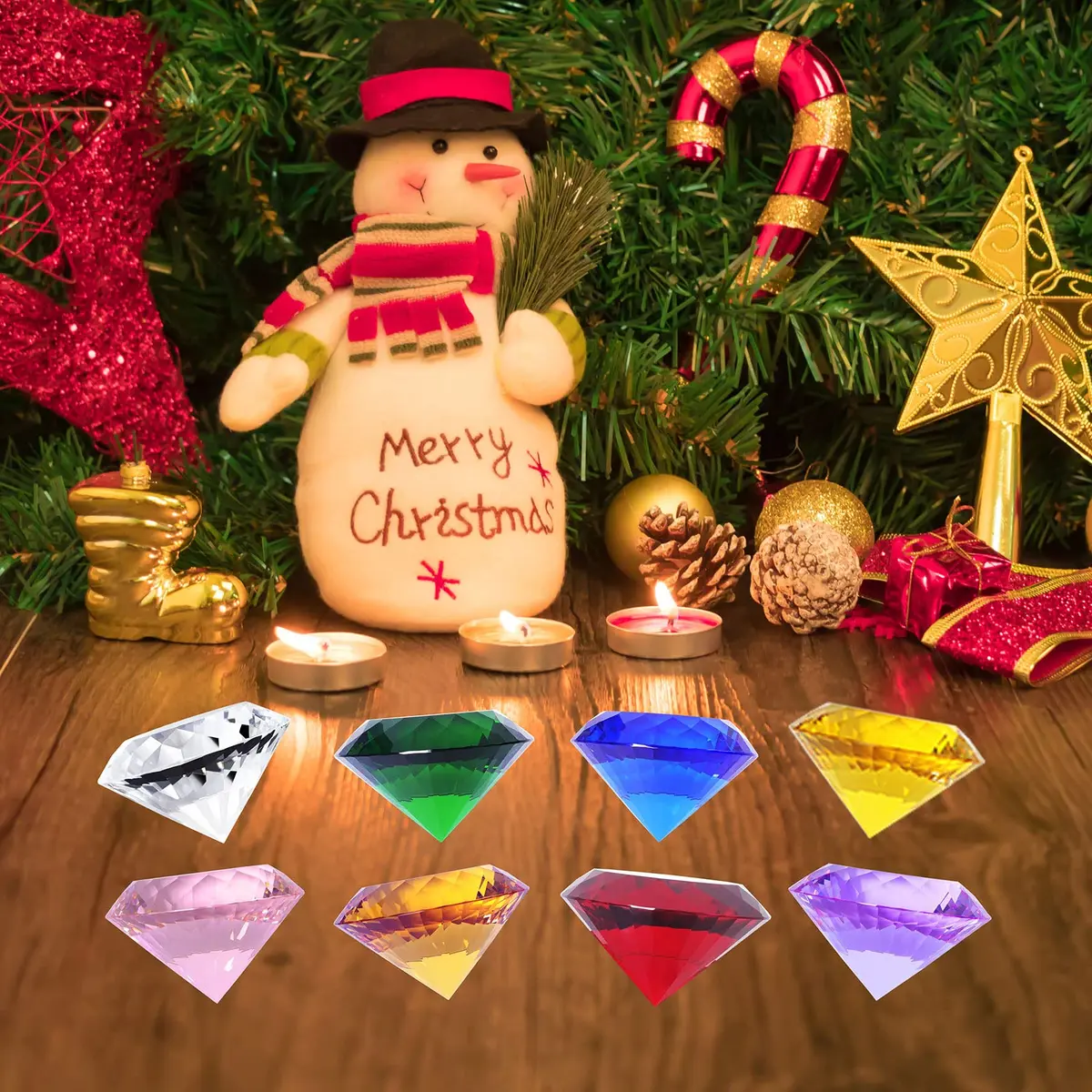 LONGWIN 30mm (1.2 inch) Crystal Diamond Paperweight Multicolor | Sparkling Table Decor - view 2