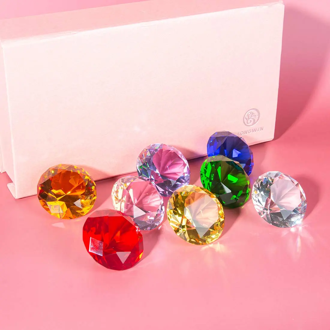 LONGWIN 30mm (1.2 inch) Crystal Diamond Paperweight Multicolor | Sparkling Table Decor - view 3