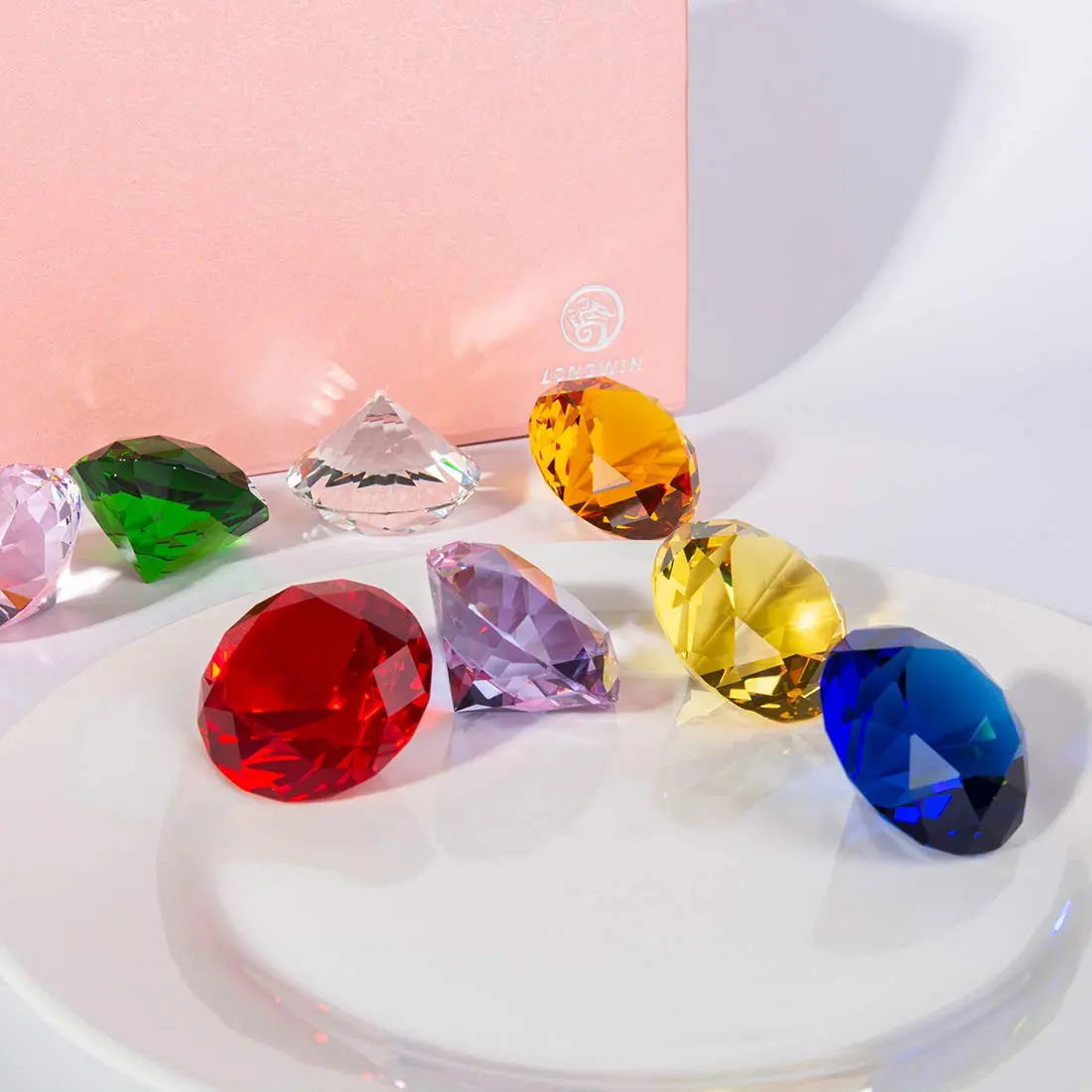 LONGWIN 30mm (1.2 inch) Crystal Diamond Paperweight Multicolor | Sparkling Table Decor - view 4
