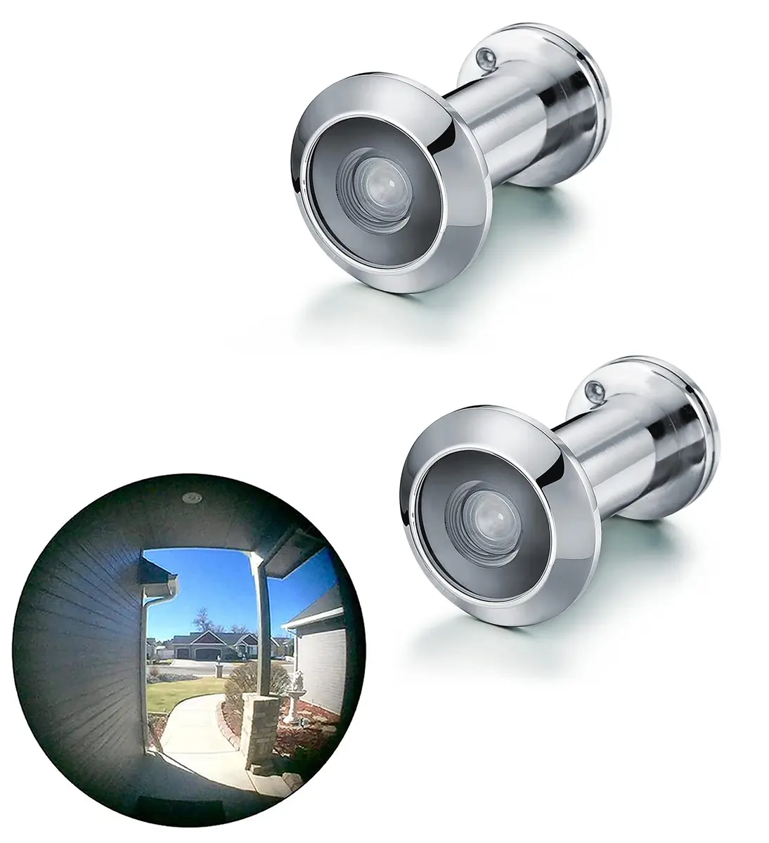 TOGU Door Viewer Peephole 220° Brass Polished Chrome | Heavy Duty Privacy Cover (70-120 chars) - main product image