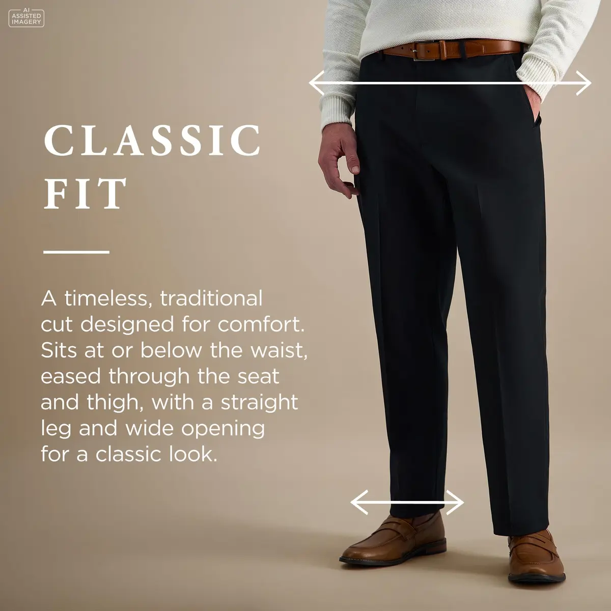 Haggar Men's Classic Fit Premium No Iron Khaki Pant | Stretch Cotton Blend, Hidden Expandable Waistband, Business Casual (70-120 chars) - view 4
