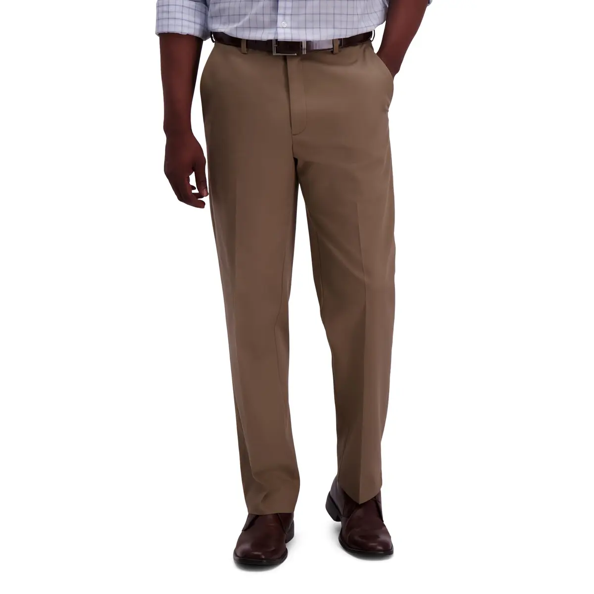 Haggar Premium No Iron Khaki Classic Fit Expandable Waist Flat Front Pants 36W x 34L | Versatile, Easy-Care Khakis for Men - main product image