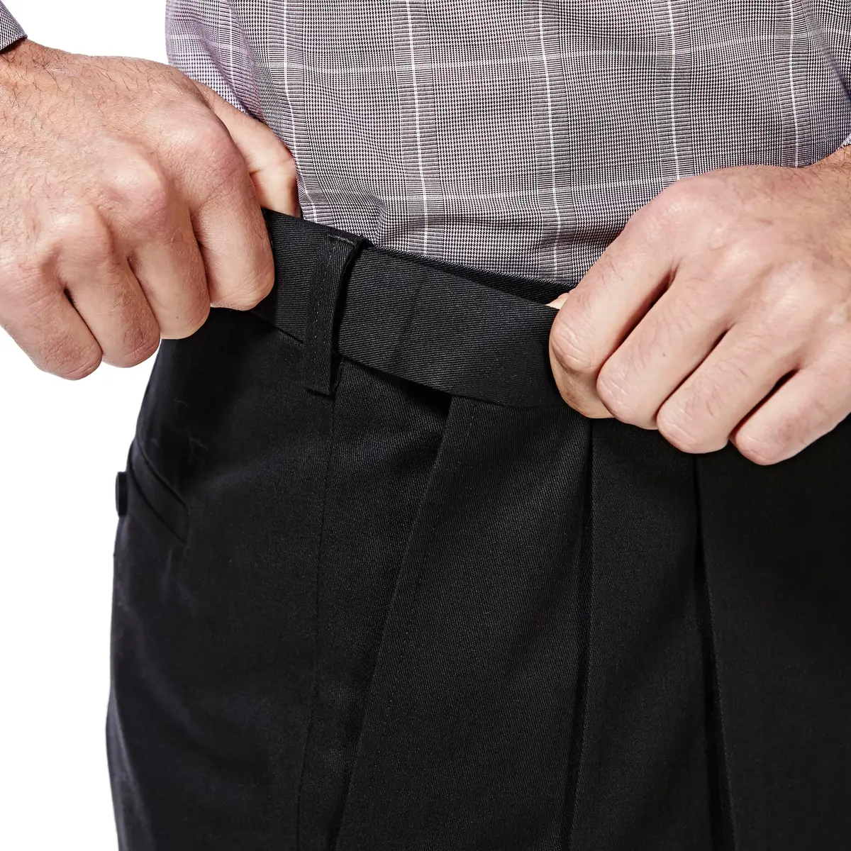 Haggar Men's Classic Fit Premium No Iron Khaki Pleated Pant | Stretch Cotton Blend, Hidden Expandable Waistband, Business Casual for Men - view 2