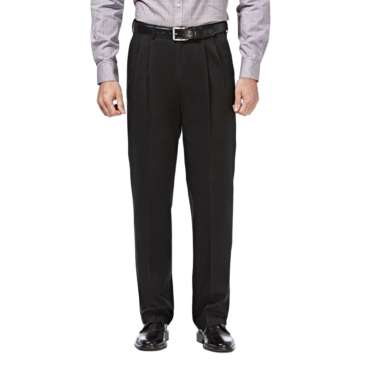 Haggar Men's Classic Fit Premium No Iron Khaki Pleated Pant | Stretch Cotton Blend, Hidden Expandable Waistband, Business Casual - main product image