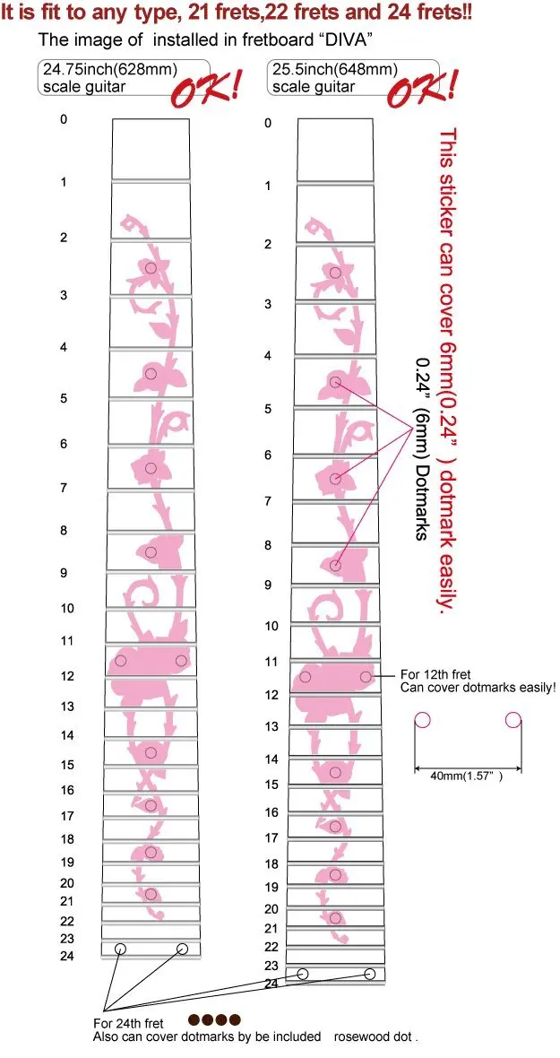 Inlaystickers Gypsy Rose Guitar Inlay Sticker | Real Shell Inlay for Acoustic & Classical Guitars - view 6
