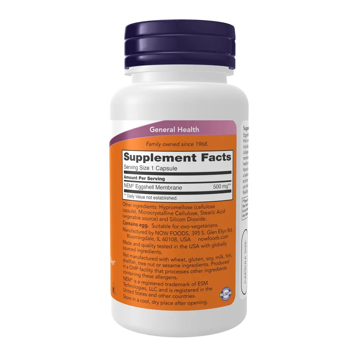 NOW Foods Eggshell Membrane 500 mg Veg Capsules | Supports Joint Mobility & Healthy Tissue - view 2