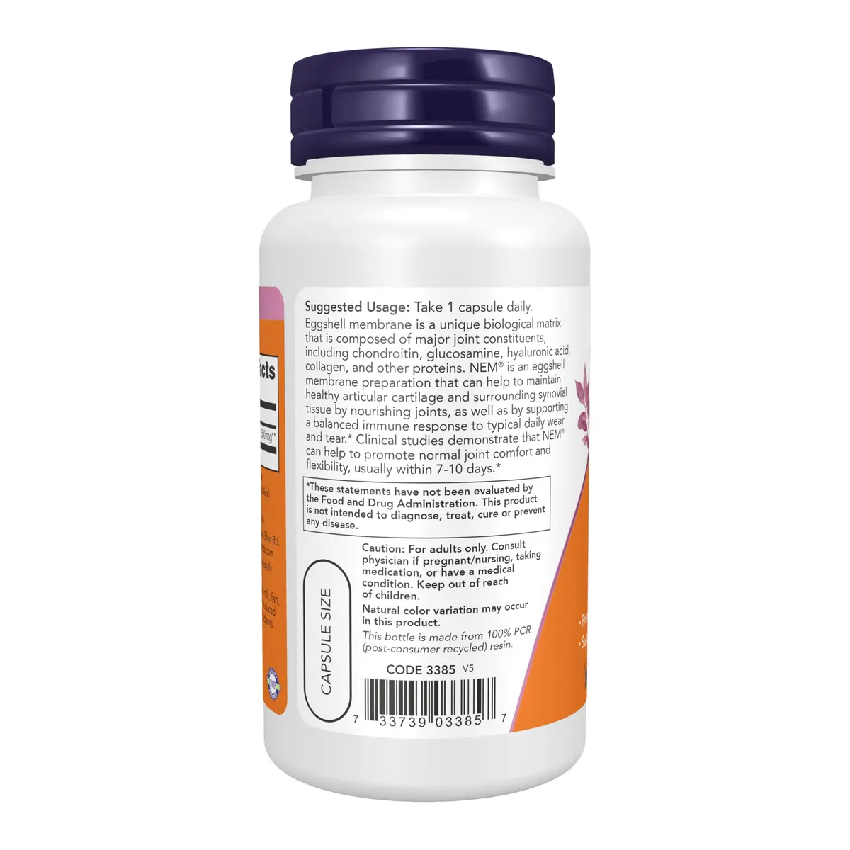 NOW Foods Eggshell Membrane 500 mg Veg Capsules | Supports Joint Mobility & Healthy Tissue - view 3