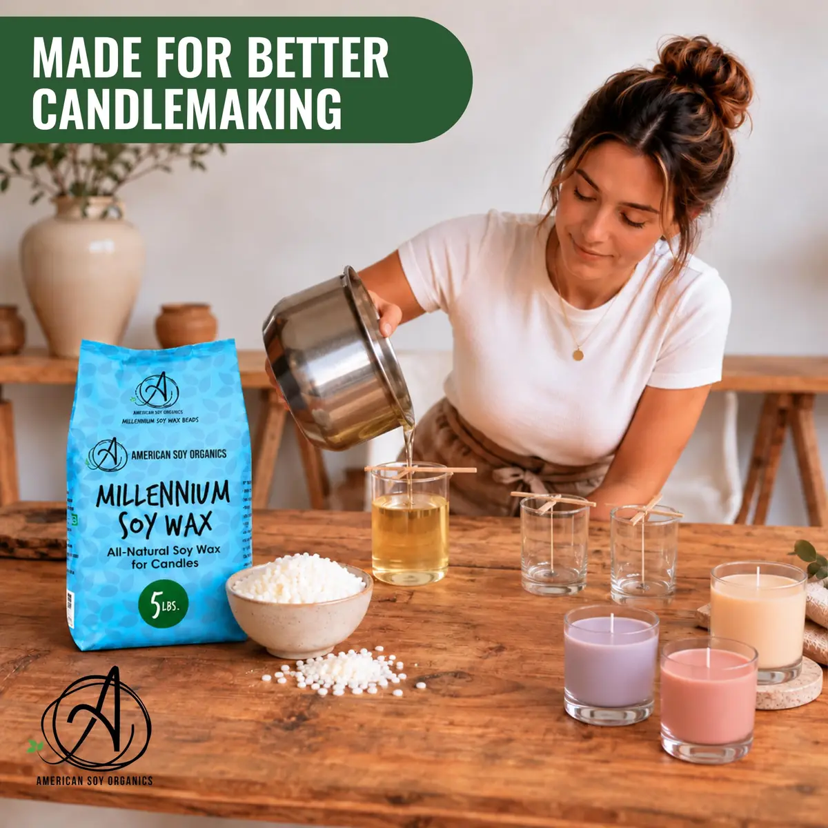 American Soy Organics Millennium Soy Wax Beads 5 lbs | Paraffin-Free Candle Wax for Home & Small Batch Crafts - view 8