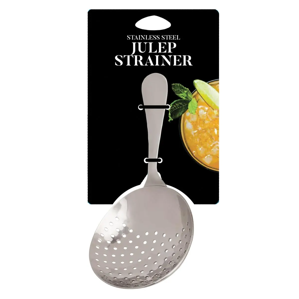 HIC Kitchen Bar Julep Bar Strainer, 18/8 Stainless Steel | Effective Cocktail Straining Tool - view 6