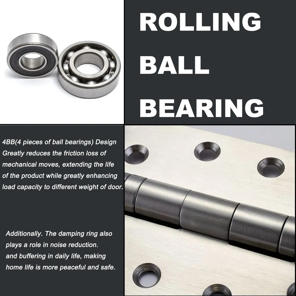 TOGU Brushed Nickel Door Hinge 4" x 3" | Heavy Duty Stainless Steel (70-120 chars) - view 3