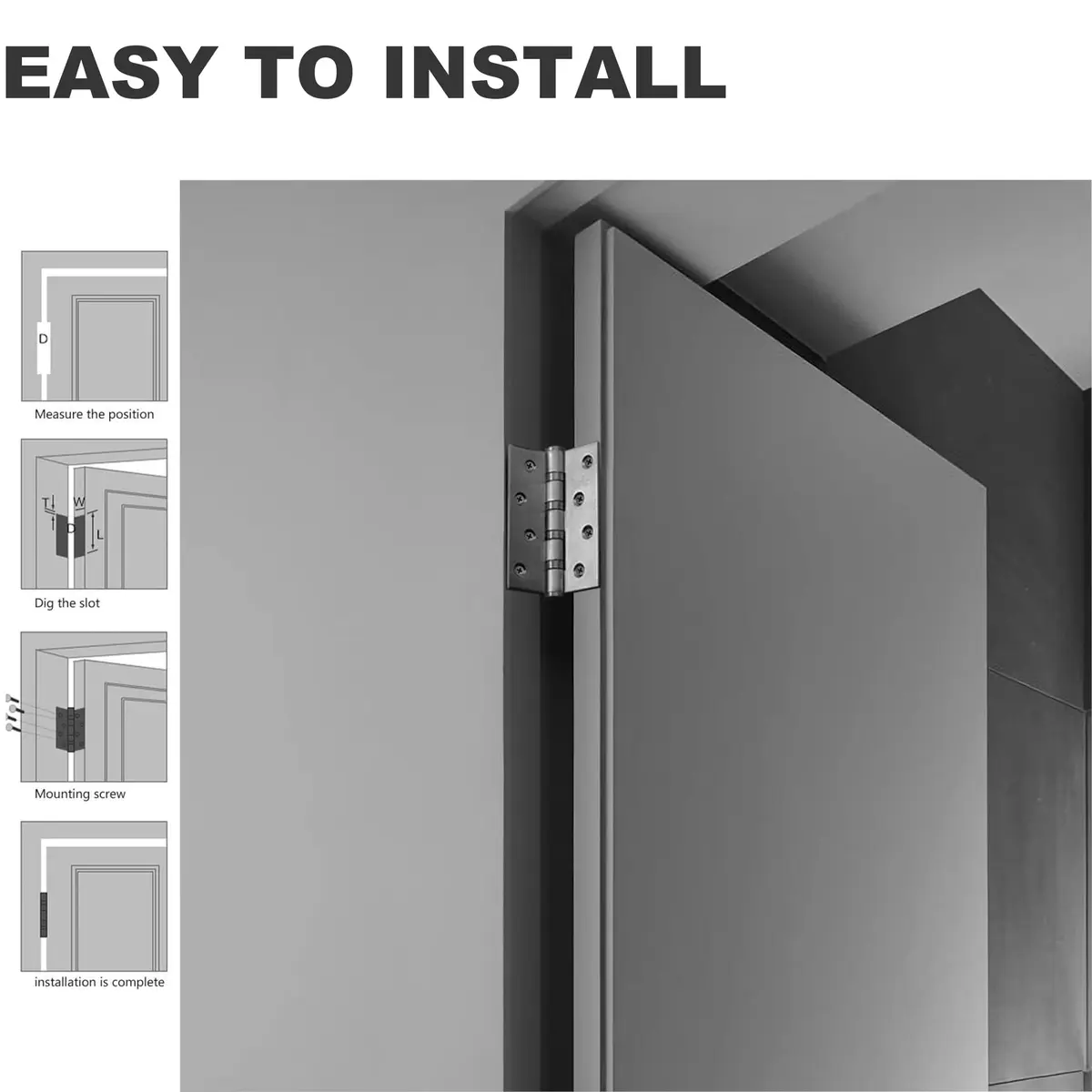 TOGU Brushed Nickel Door Hinge 4" x 3" | Heavy Duty Stainless Steel (70-120 chars) - view 4