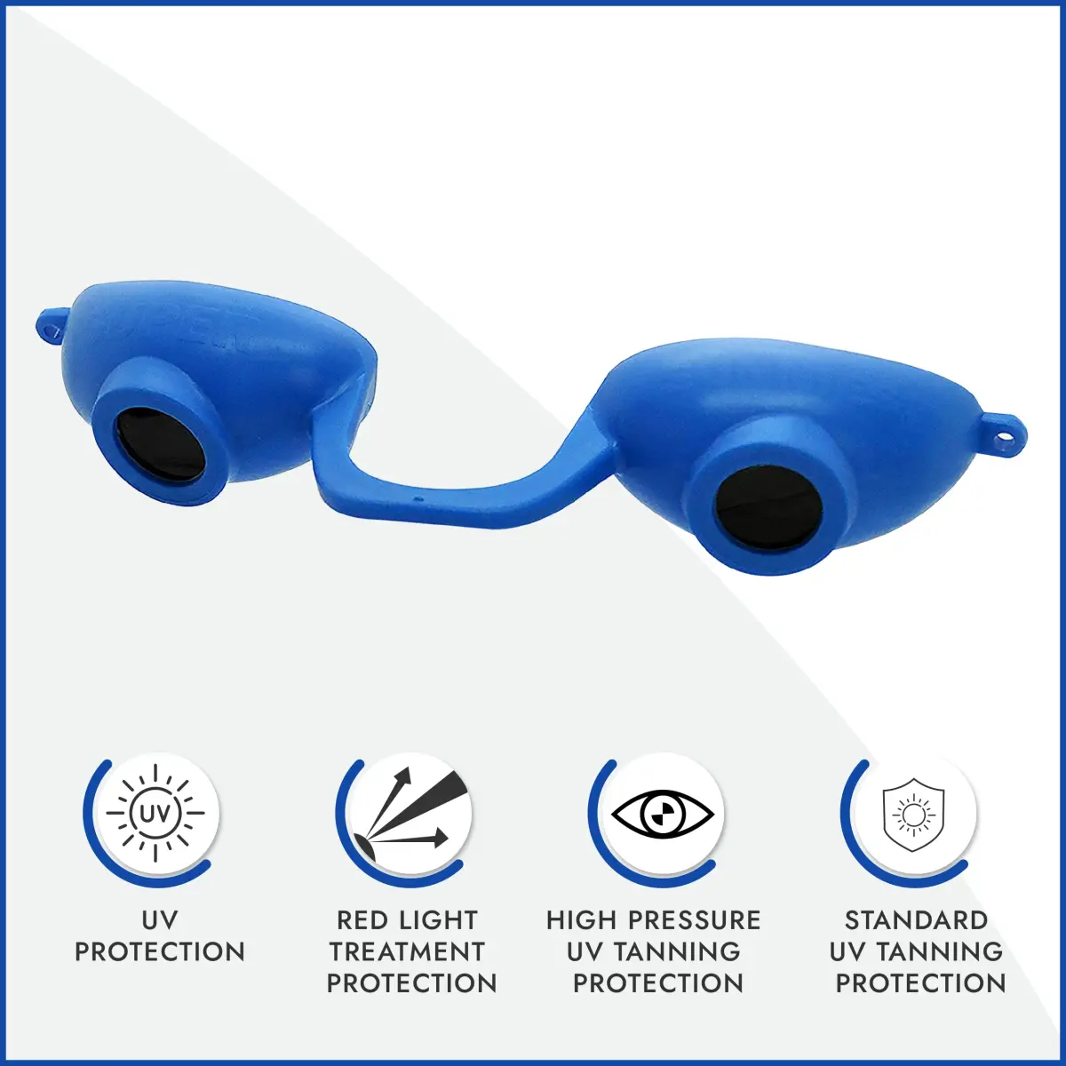 Super Sunnies Flexible UV Eye Tanning Bed Goggles w/Strap - Blue | UV Protection Glasses - view 2
