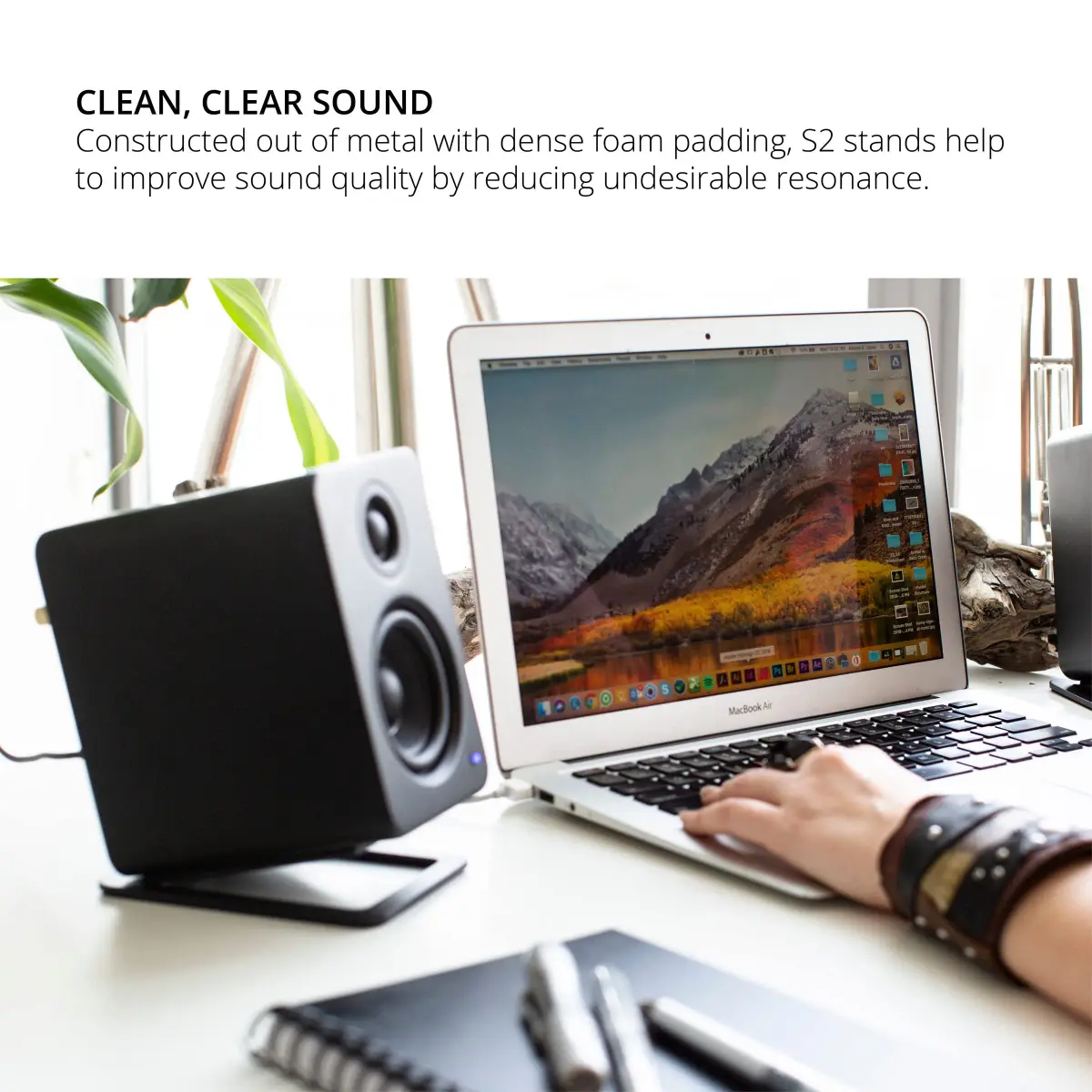 Kanto S2 Tilted Desktop Speaker Stands for Small Speakers & Compact 2”-3” Studio Monitors | Supports 6 lbs | Damping Foam Padding | Black, Pair - view 5