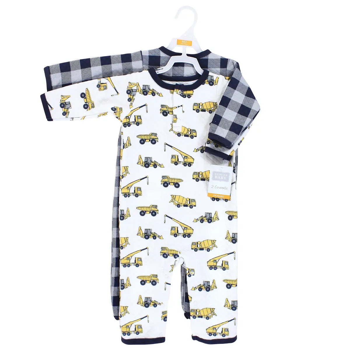 Hudson Baby Unisex Baby Premium Quilted Coveralls Construction 3-6 Months | Cozy All-Day Wear - view 2