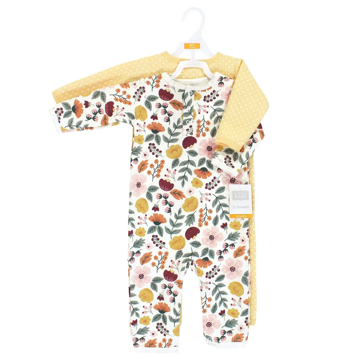Hudson Baby Unisex Baby Premium Quilted Coveralls 0-3 Months | Fall Botanical, Cozy Cotton - view 2