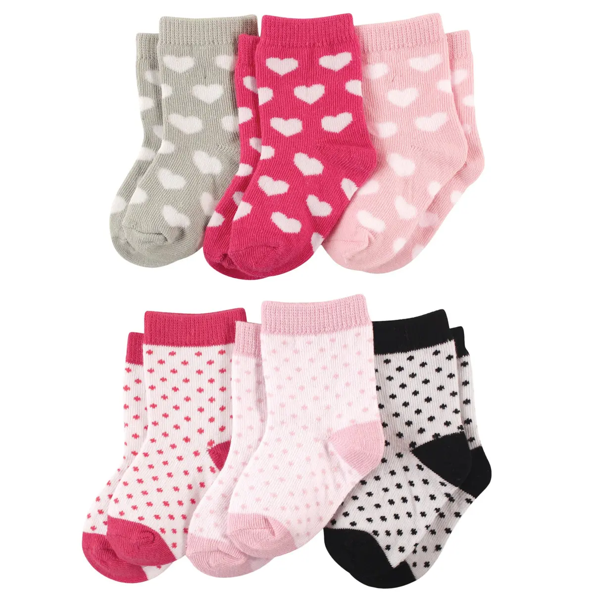 Luvable Friends Unisex Baby Socks Set, Hearts Dots, 12-24 Months | Soft Cotton, No Fuss Dressing, USA Import - main product image