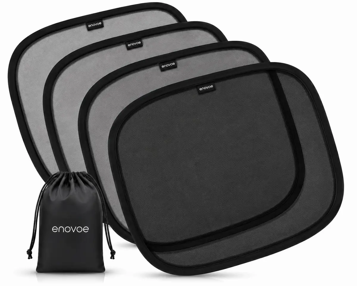Enovoe Car Window Shades for Baby (4 Pack) 35.5cm x 21in | Static Cling Sun Blocker for SUV & Cars - main product image