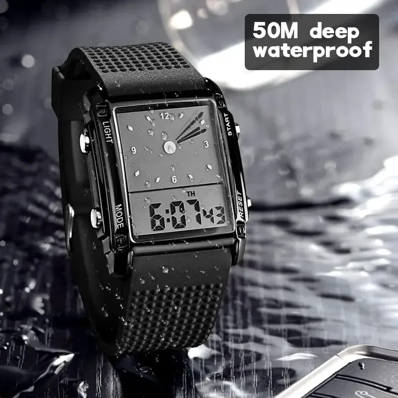 FANMIS Men's Analog Digital Sports Watch 50M LED Backlight Watch 38mm (1.5in) | Dual Time Alarm Calendar Multifunctional Stopwatch - view 5