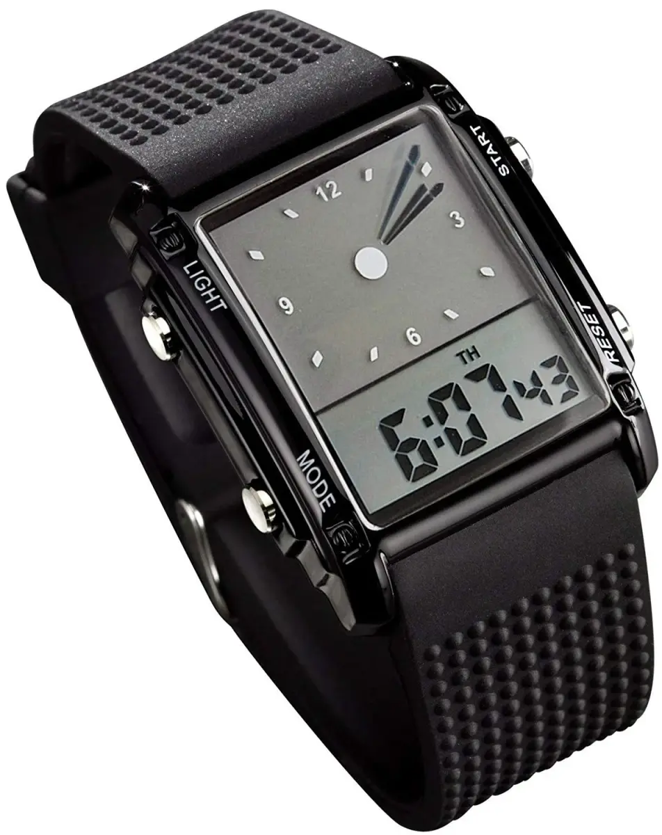 FANMIS Men's Analog Digital Sports Watch 50M LED Backlight Watch 38mm (1.5in) | Dual Time Alarm Calendar Multifunctional Stopwatch - main product image