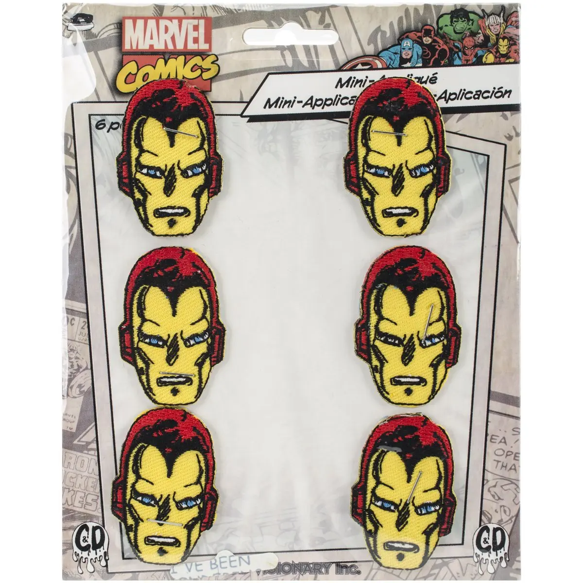 C&D Visionary Marvel Comics Retro Iron Man 2" Embroidered Patch Set | Iron-On or Sew for Garments - main product image