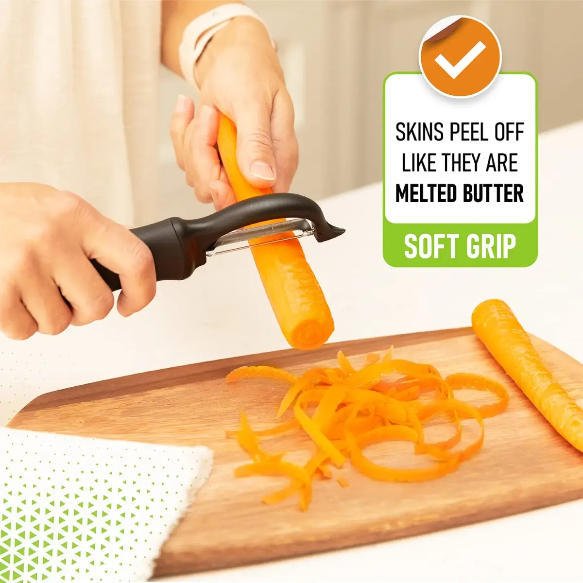 Spring Chef Swivel Vegetable Peeler Black | Dual Stainless Steel Blades & Soft Grip Handle (19 cm / 7.5 inch) - view 7