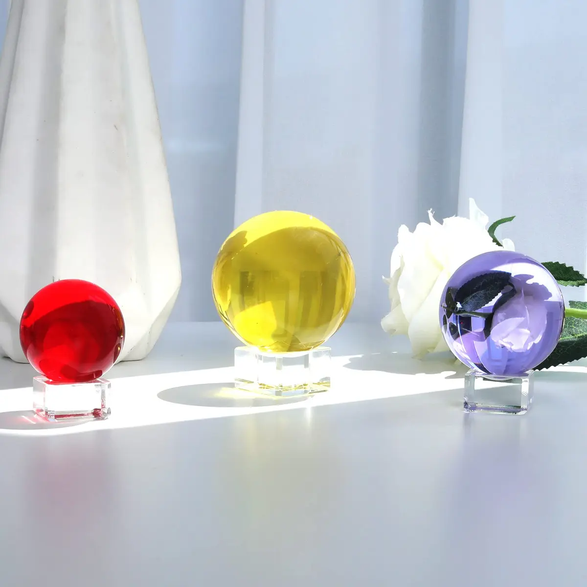 LONGWIN 40mm (1.6 inch) Solid Fengshui Crystal Ball | Red, Lead-Free, Meditation & Decor - view 6
