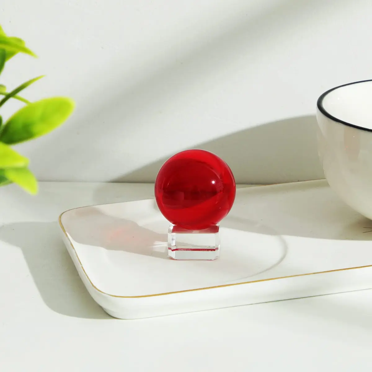 LONGWIN 40mm (1.6 inch) Solid Fengshui Crystal Ball | Red, Lead-Free, Meditation & Decor - view 3