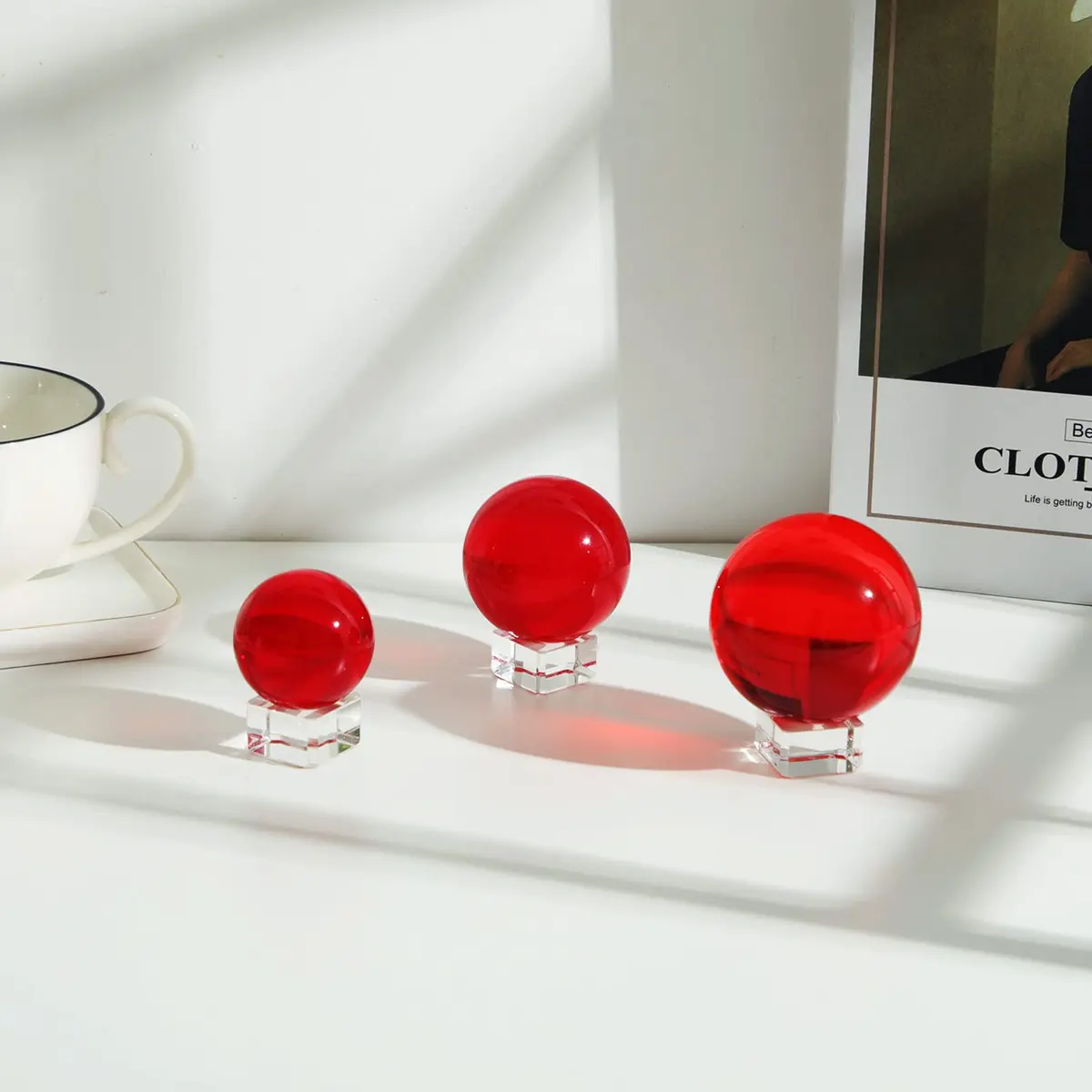 LONGWIN 40mm (1.6 inch) Solid Fengshui Crystal Ball | Red, Lead-Free, Meditation & Decor - view 4