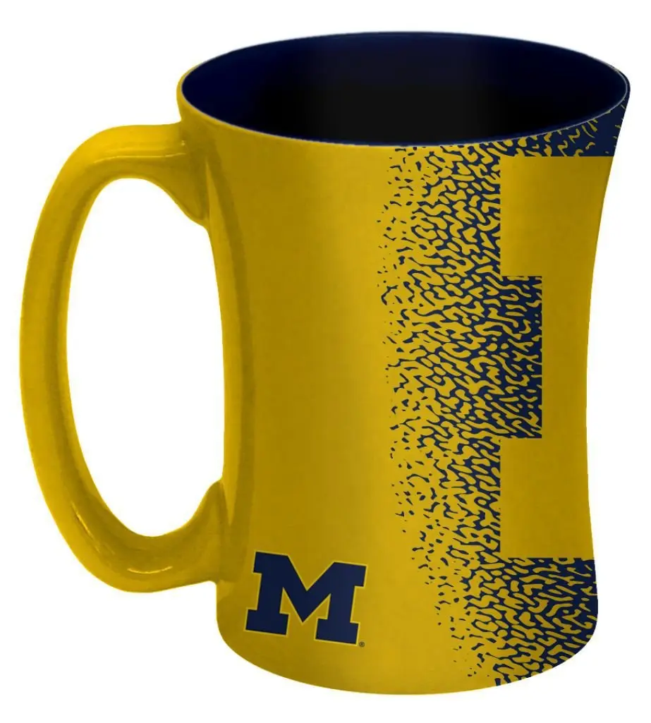 Boelter Brands NCAA Michigan Wolverines Mocha Mug 14oz Yellow | Unique Sculpted Design - view 3