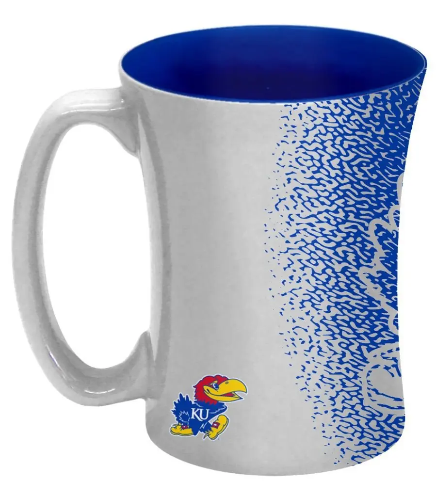 Boelter Brands NCAA Kansas Jayhawks Mocha Mug 14-ounce | Colorful splatter design, microwave & dishwasher safe - view 3