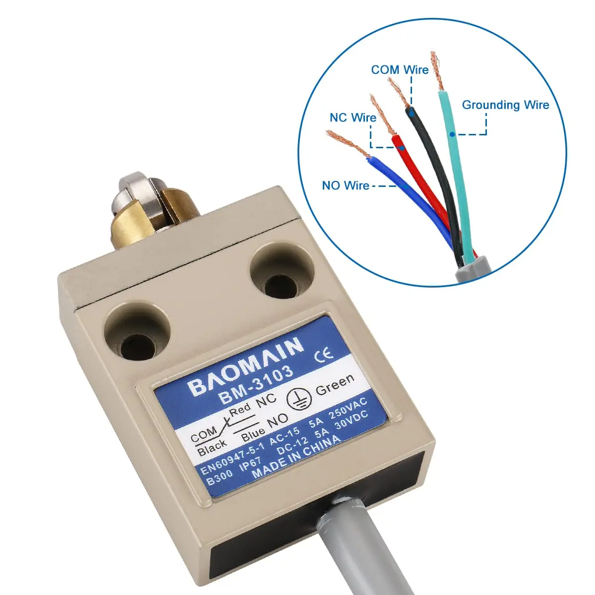 Baomain Limit Switch BM-3103 Cross Roller Plunger SPDT 5A IP67 | Heavy-Duty Industrial Control - view 4