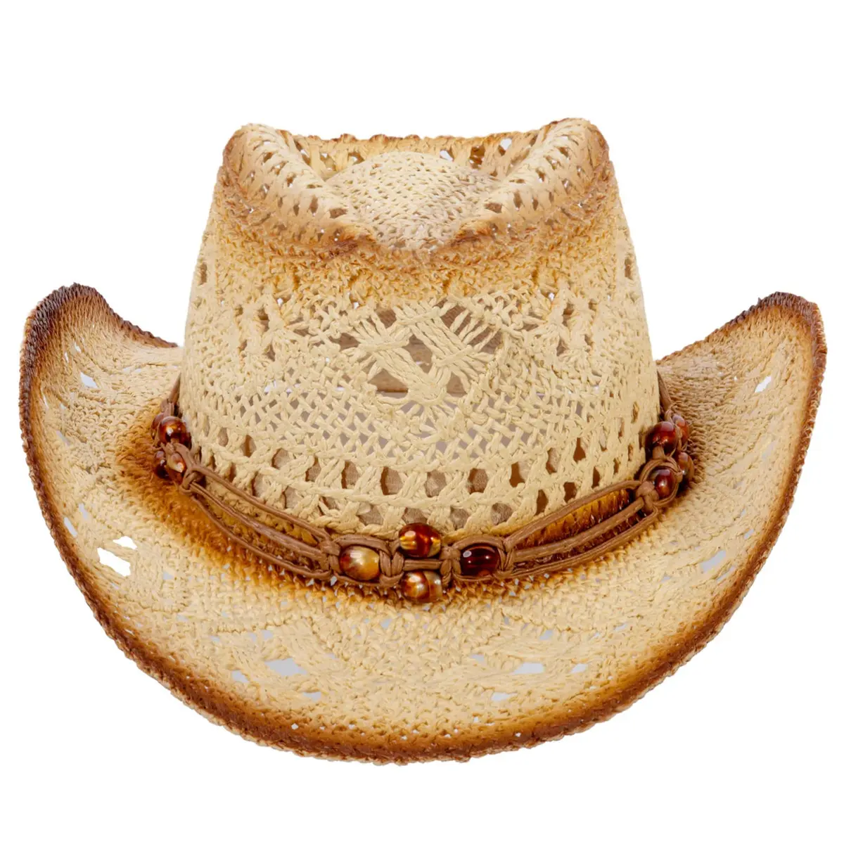 Simplicity Cowboy Hat for Men, Straw Western Hat, Brown with Leather Band | Classic Western Style for Men - main product image