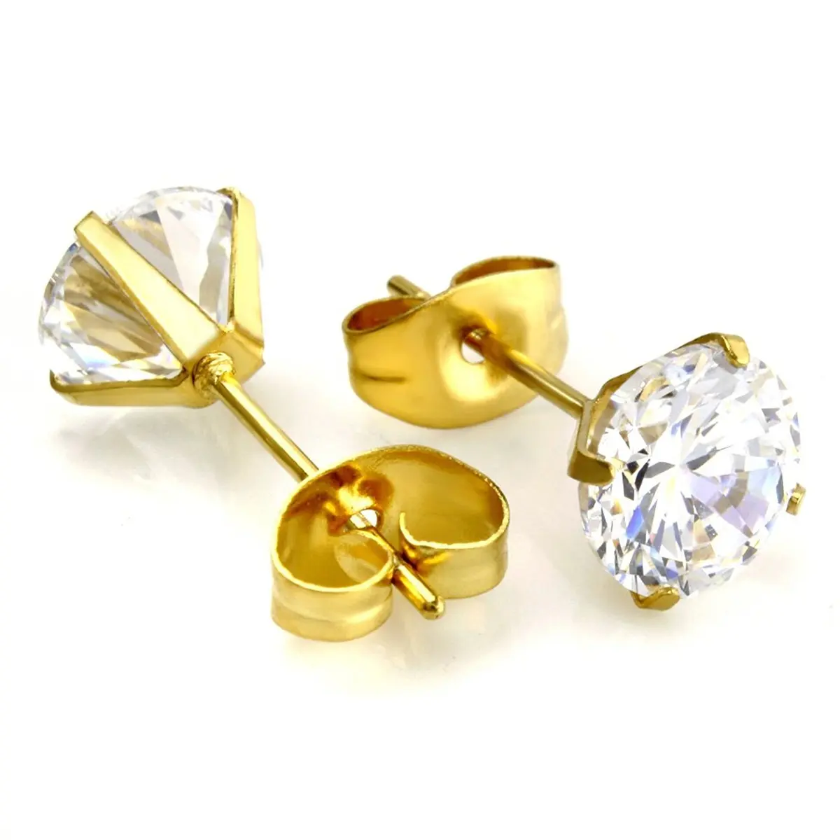 JEWELRIESHOP Clear CZ Stud Earrings for Women 3-7mm | Hypoallergenic Surgical Steel - view 2