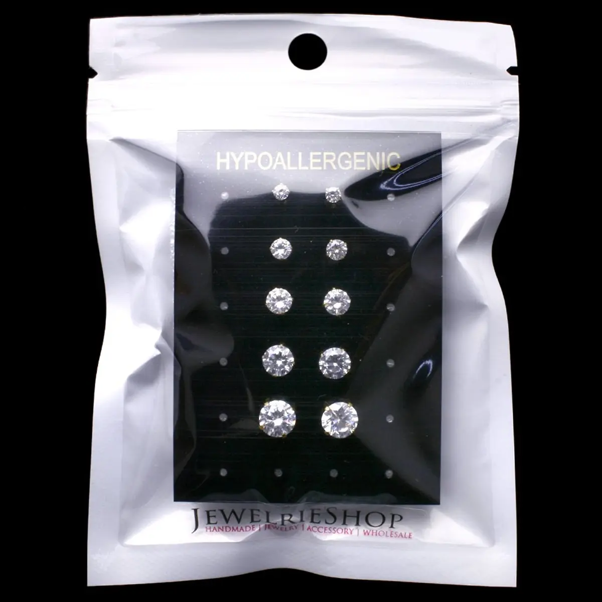 JEWELRIESHOP Clear CZ Stud Earrings for Women 3-7mm | Hypoallergenic Surgical Steel - view 4