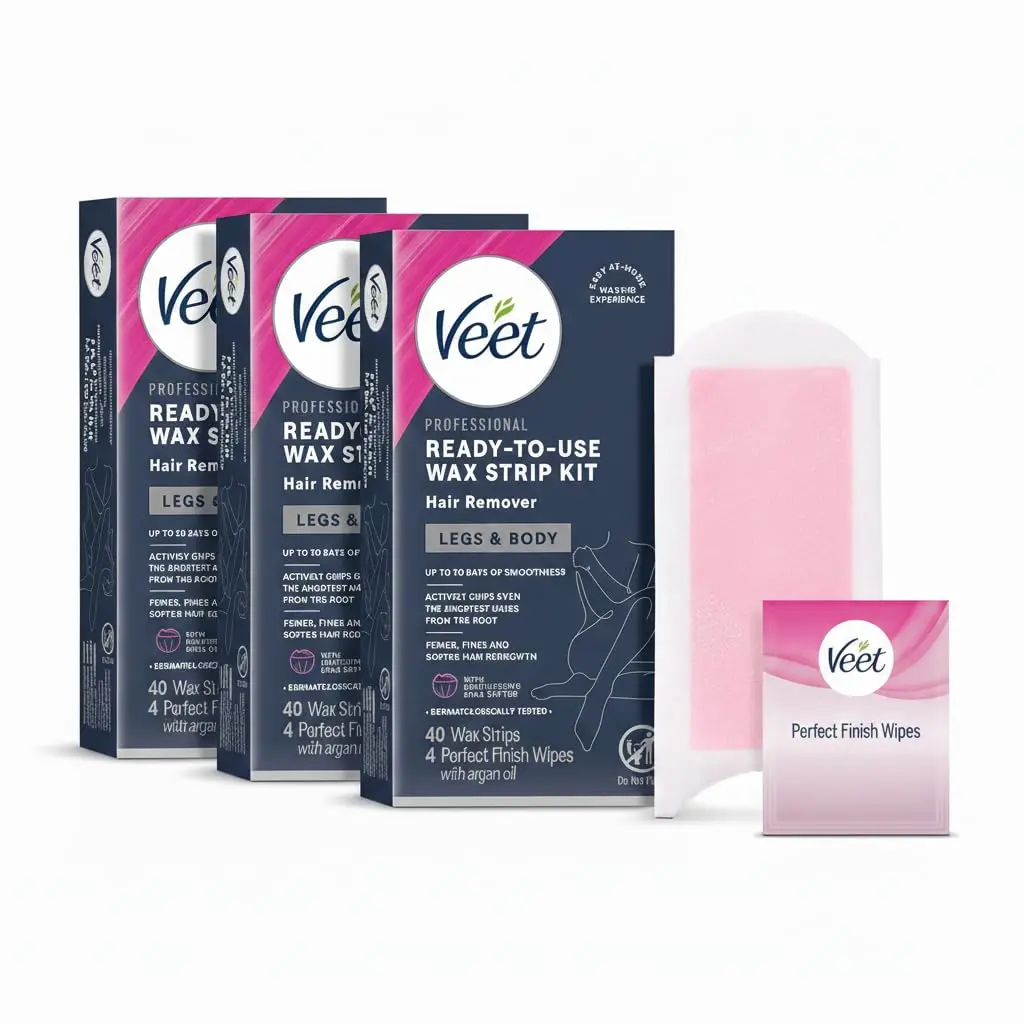 Veet Ready-To-Use Waxing Kit for Women, 44 Count (Pack of 3) | Effortless Hair Removal at Home - main product image