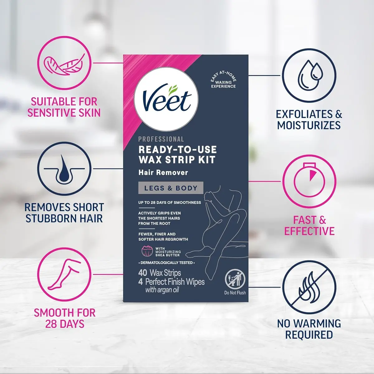 Veet Ready-To-Use Waxing Kit for Women, 44 Count (Pack of 3) | Effortless Hair Removal at Home - view 3