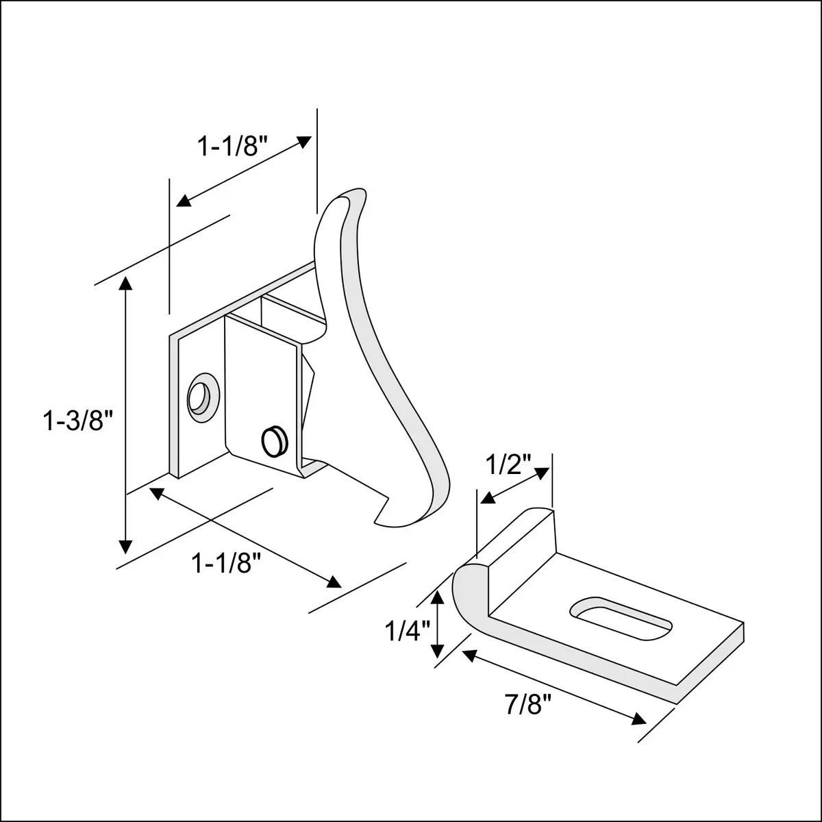 Rok Heavy Duty Elbow Latch Cabinet Door Nickel | Institutional & Commercial Grade - view 2