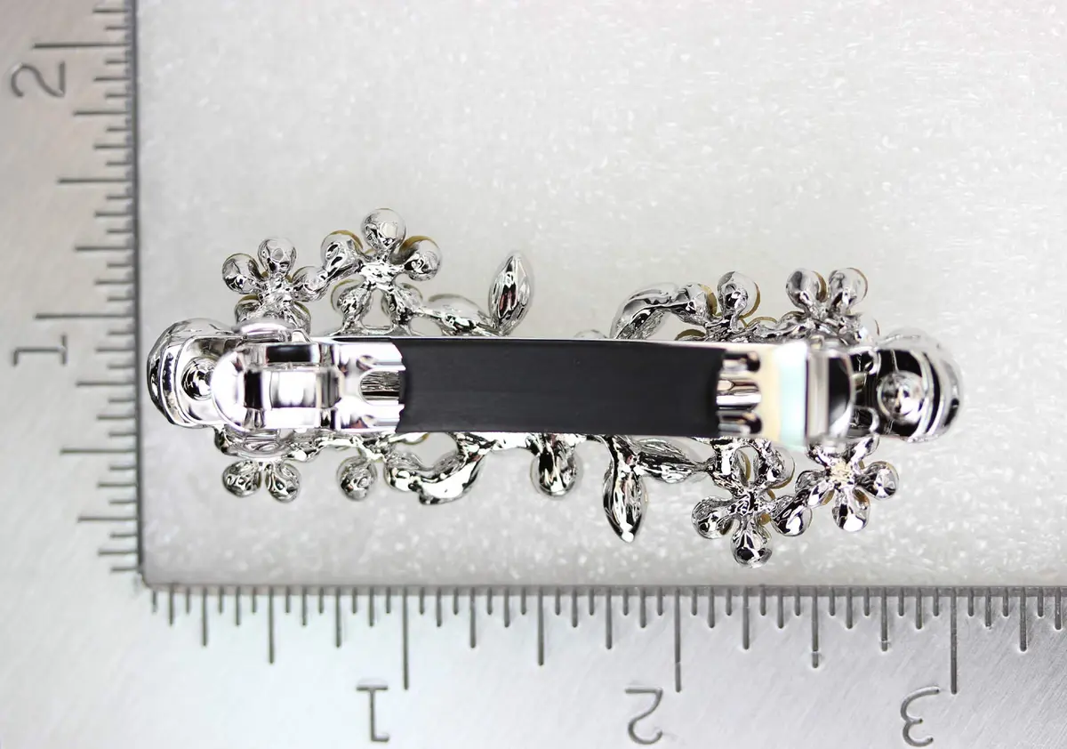 Faship Purple Crystal Flower Hair Barrette Clip | Rhinestone Bridal Hair Jewelry 3" - view 6
