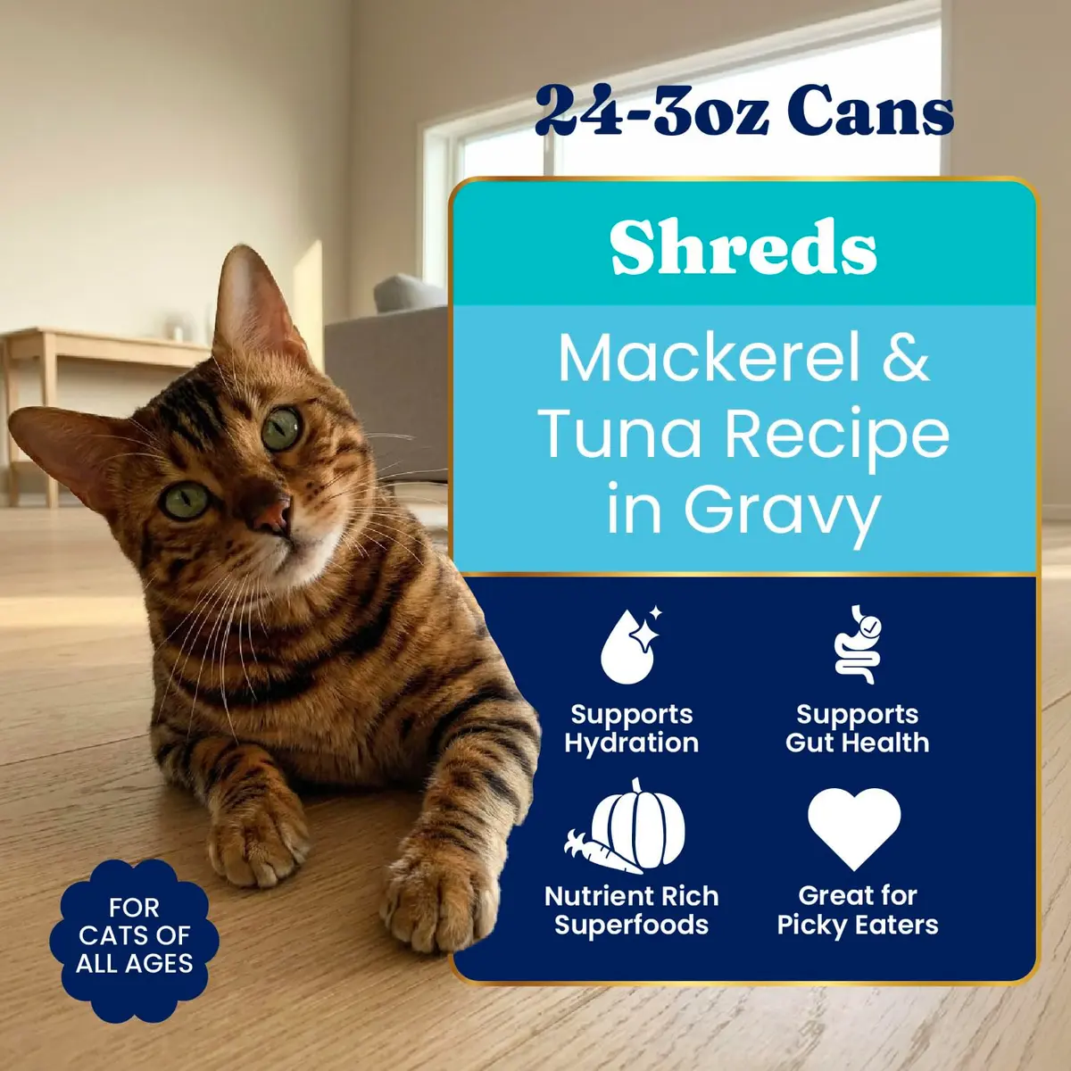 Solid Gold Wet Cat & Kitten Food, Mackerel & Tuna Shreds in Gravy, 24ct | Grain-Free, Holistic Nutrition for Cats & Kittens - view 2