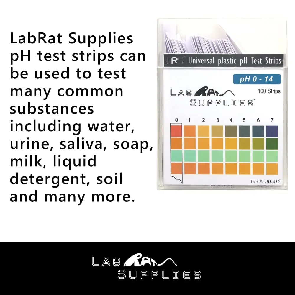 LabRat Supplies Universal pH Test Strips 0-14 pH (100 Count) | Accurate Acidity & Alkalinity Testing - view 7