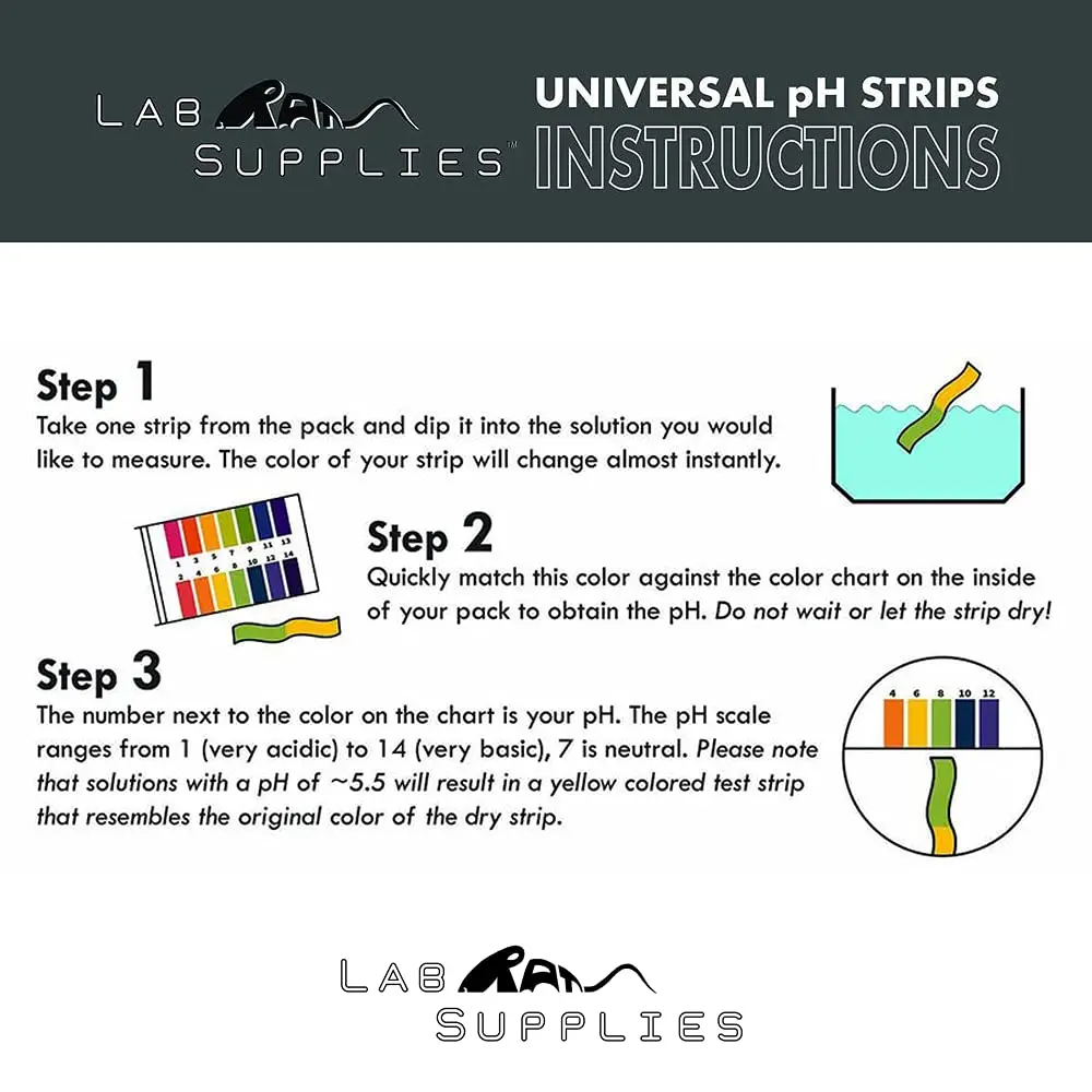 LabRat Supplies Universal pH Test Strips 0-14 pH (100 Count) | Accurate Acidity & Alkalinity Testing - view 3