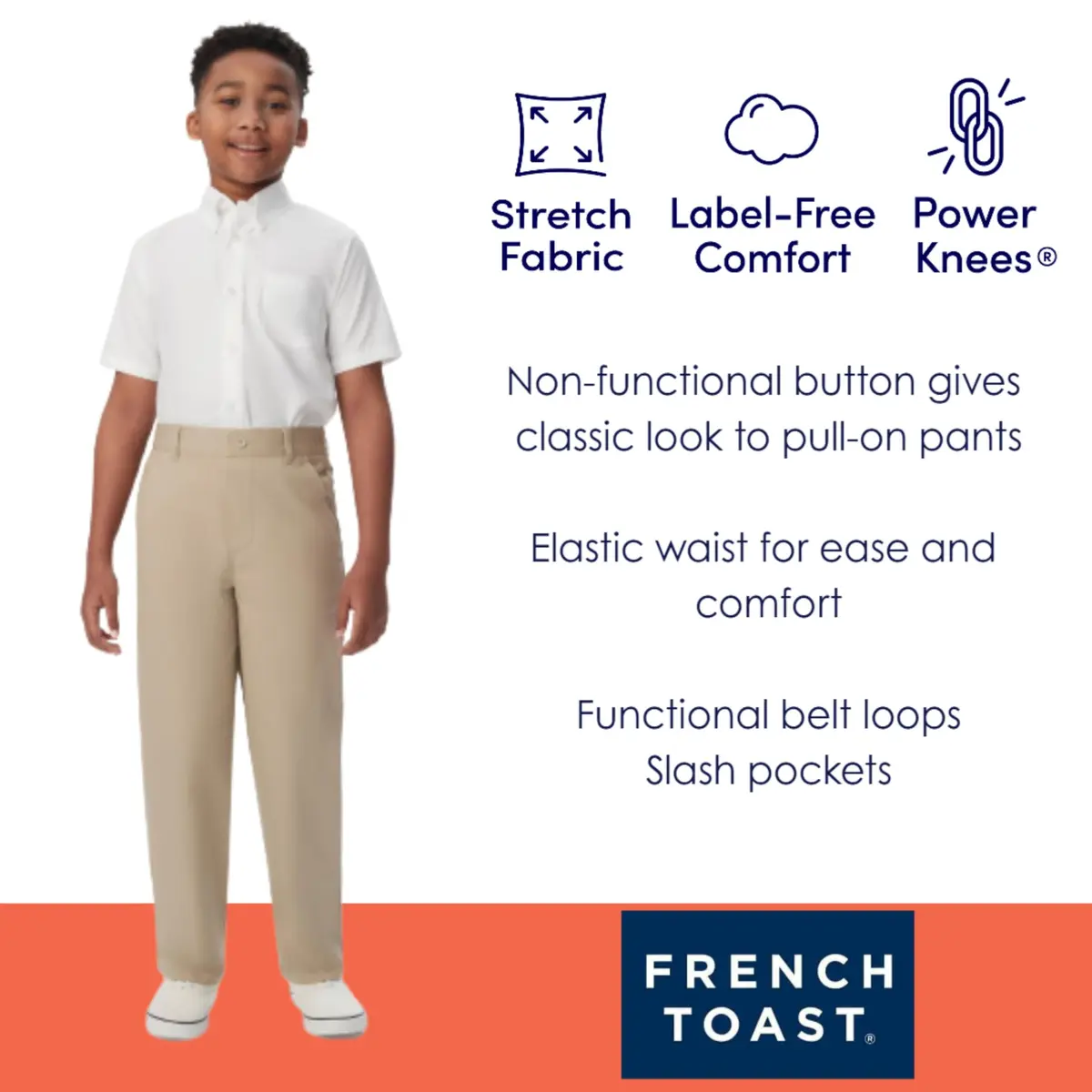 French Toast Boys Pull-on Relaxed Fit School Uniform Pant (Size 5, Navy) | Comfortable & Durable for Growing Boys - view 4