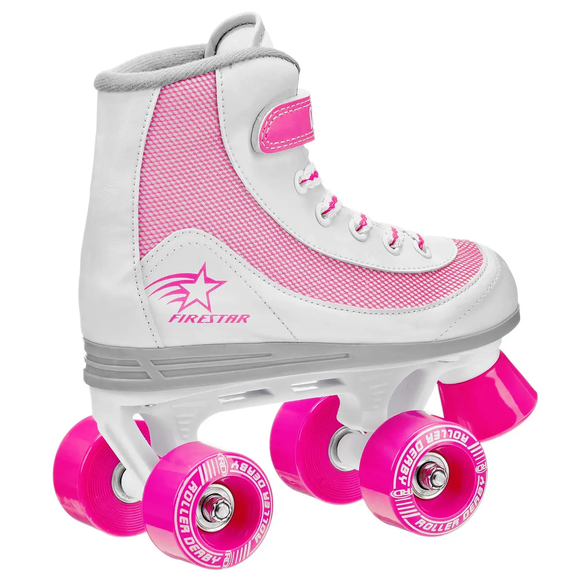 Roller Derby FireStar Youth Girl's Roller Skate White/Pink Size 1 | Comfortable & Stylish for Beginners - view 2
