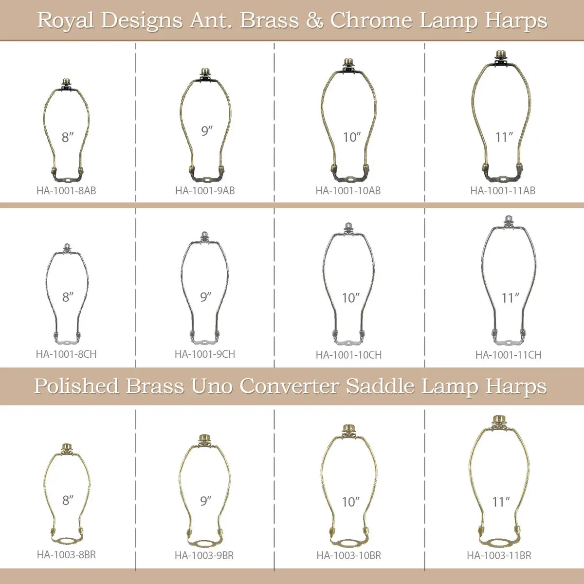 Royal Designs Heavy Duty Harp for Lamp Shade Holder 10 inch | Polished Brass Support for Modern & Vintage Lamps - view 5