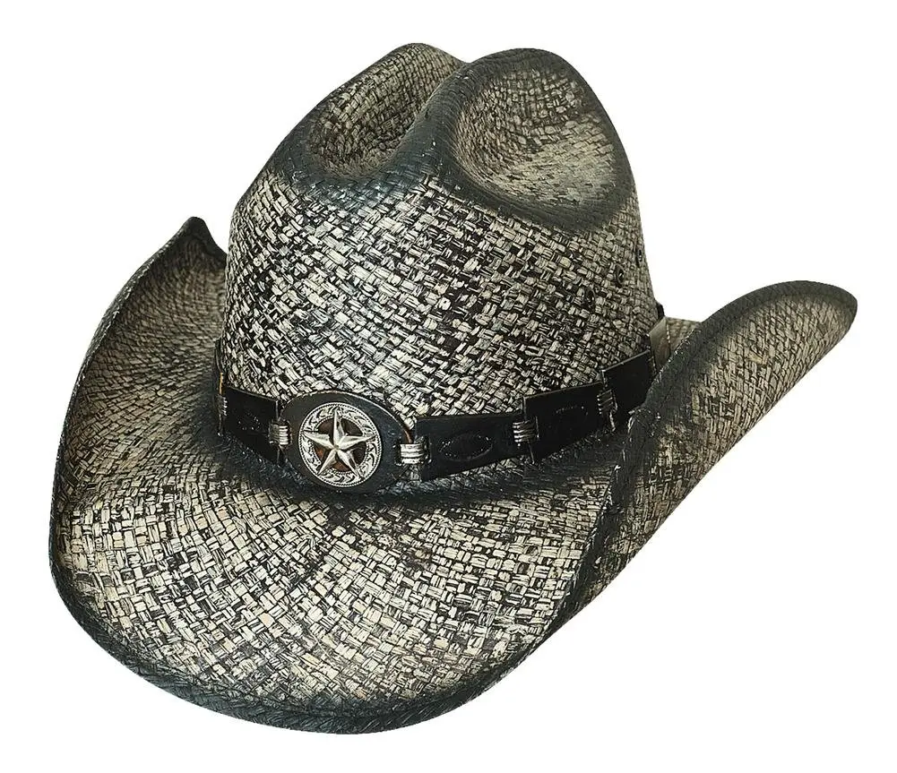 Bullhide Cowboy Hat Large Black | Star Central Raffia Western Style - main product image