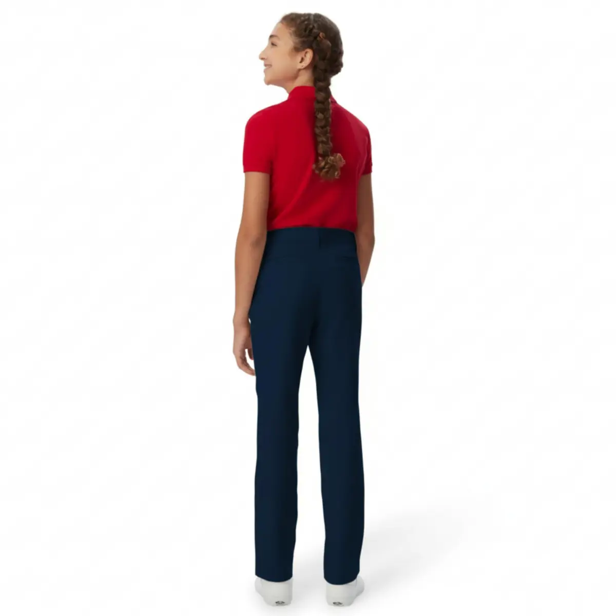 French Toast Girls' Adjustable Waist Stretch Twill Straight Leg Pant (7), Navy, Standard & Plus | Classic School Uniform Fit - view 4