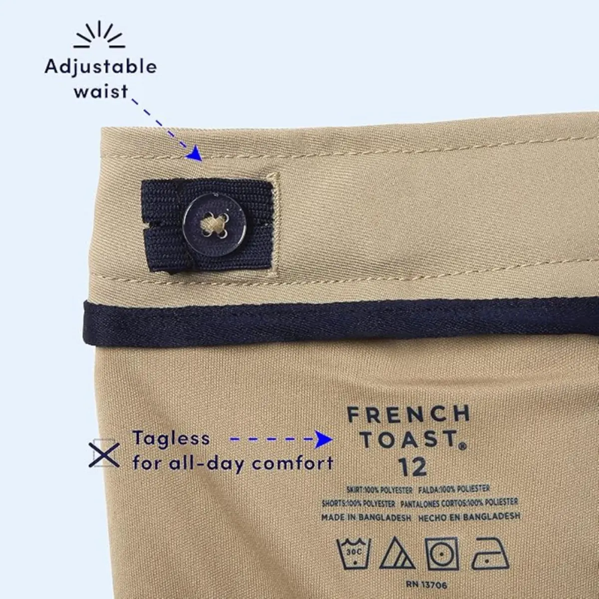 French Toast Skirt in Black 14 | Adjustable Waist, Pleated, Built-in Shorts - view 5