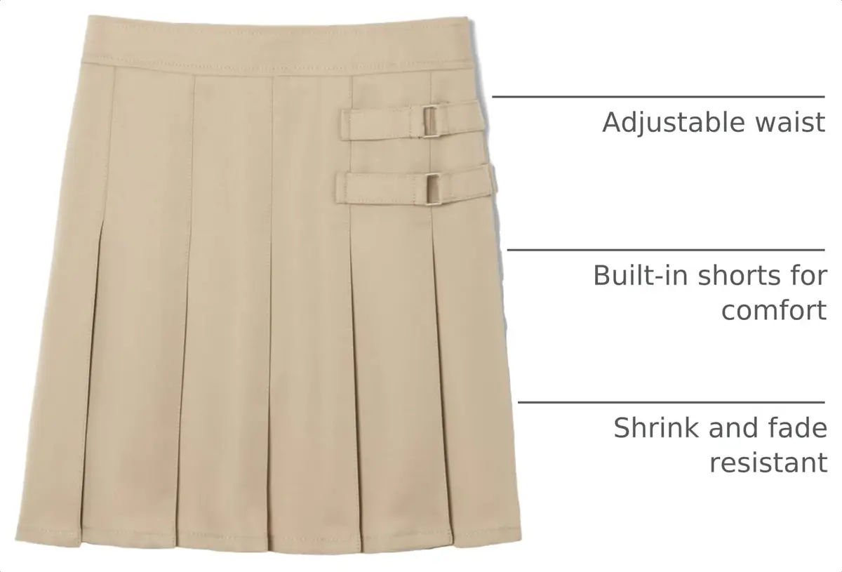 French Toast Girls' Adjustable Waist 2-Tab Scooter, Khaki, 14 | School Uniform Skirt with Built-in Shorts - view 4